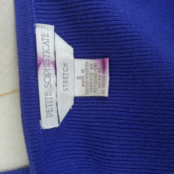 PETITE SOPHISTICATE ♡ Gorgeous 2pc Vintage Royal Blue Knit STRETCH Sweater Set S - Picture 12 of 14
